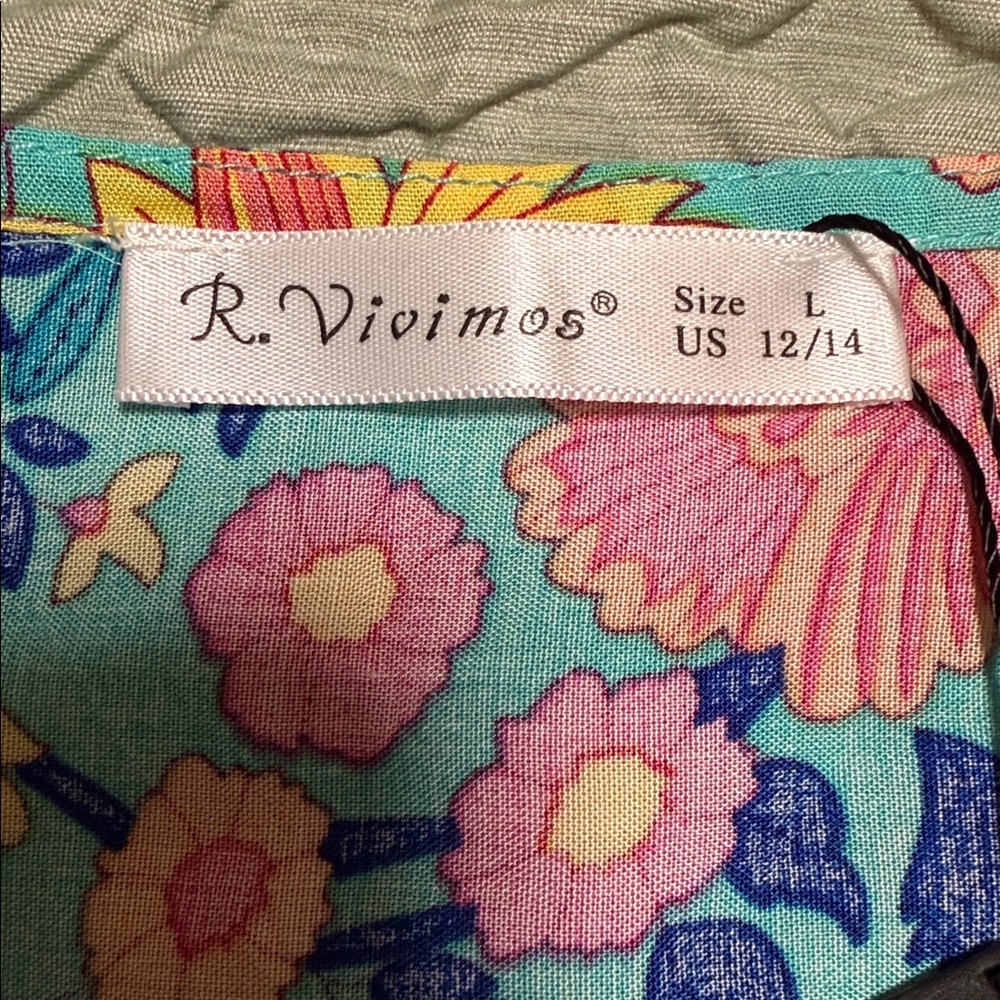 R.Vivimos Boho Floral Maxi Dress Size L NWT Beach Vacation Resort Dress Summer - Picture 3 of 7